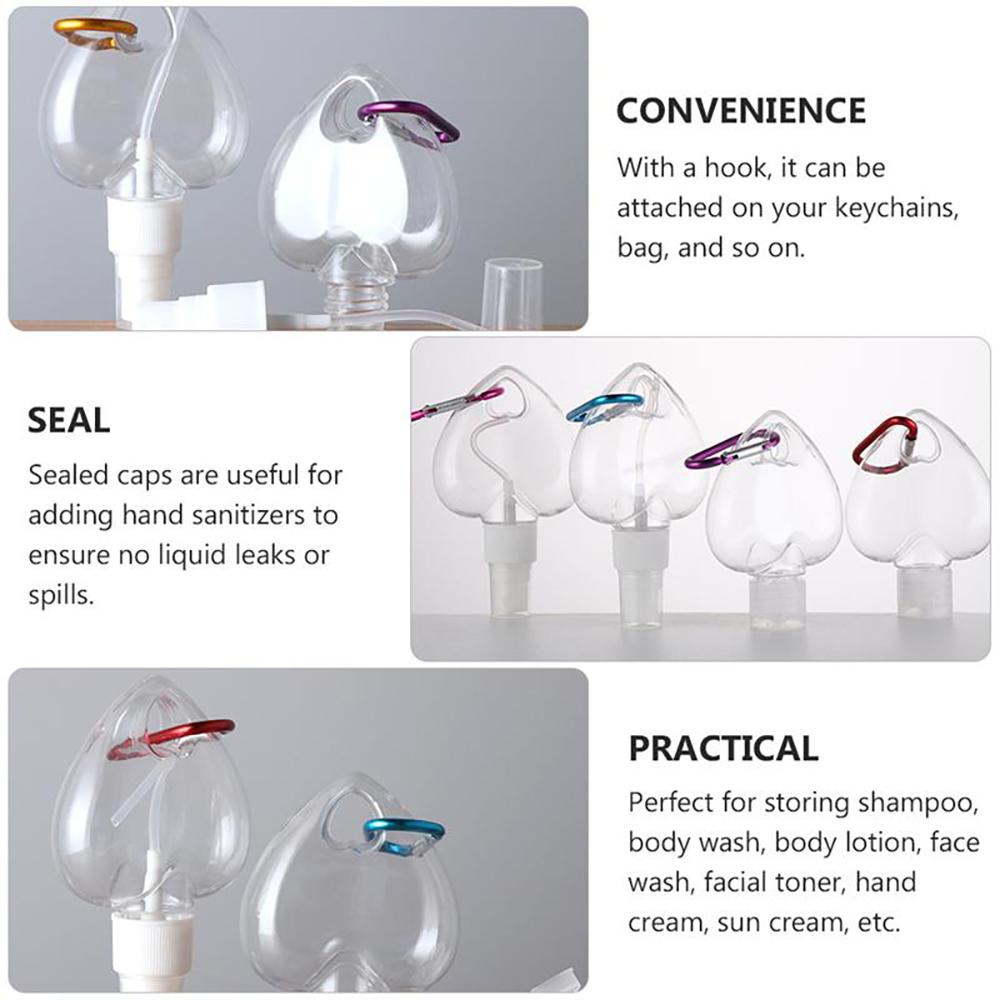 Chai Xịt Bằng Nhựa Trong Suốt Chống Rò Rỉ Có Thể Tái Sử Dụng Kèm Móc Hình Trái Tim