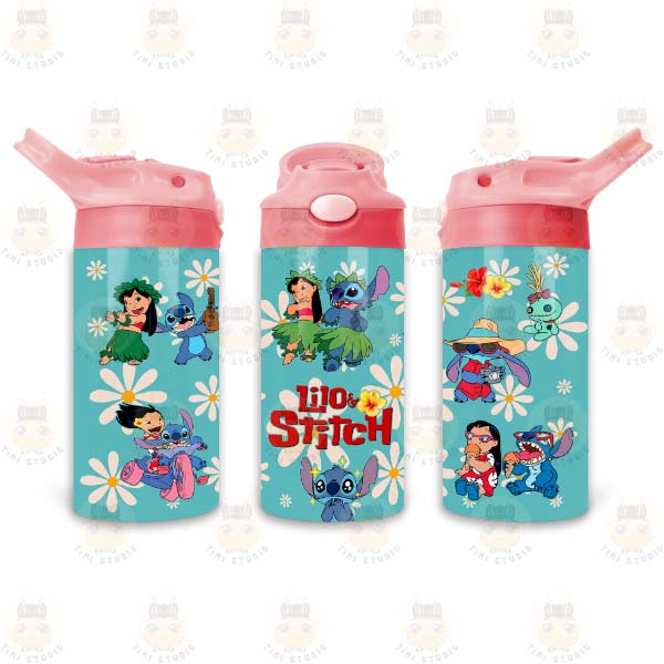 Bình Uống Nước Giữ Nhiệt Cho Bé Có Ống Hút Hình Lilo &amp; Stich - Tỉ Mỉ Studio