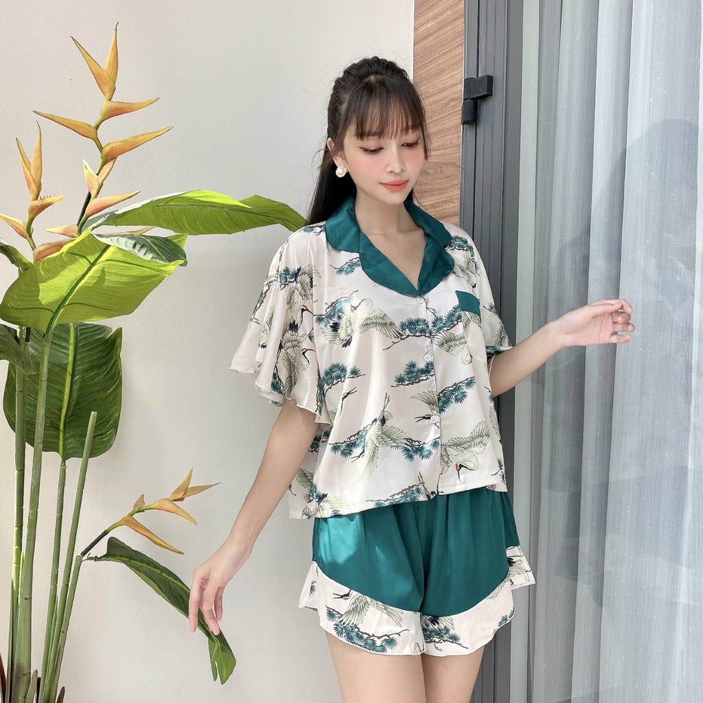 Bộ Lụa Cánh Tiên Họa Tiết Mặc Nhà | BigBuy360 - bigbuy360.vn