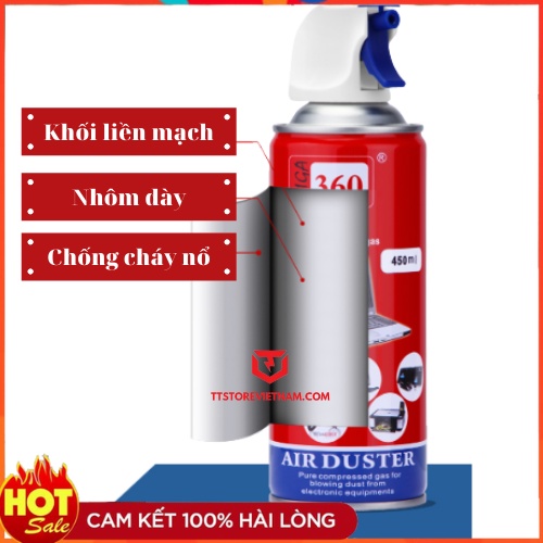 Bình xịt khí nén ( Bình Xịt Bụi Khí Nén Air Duster Màu Đỏ Chính Hãng)