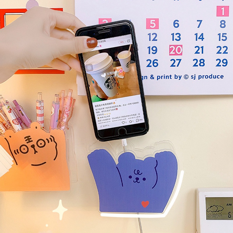 Hộp đựng bút gắn tường bằng acrylic thiết kế dễ thương sáng tạo