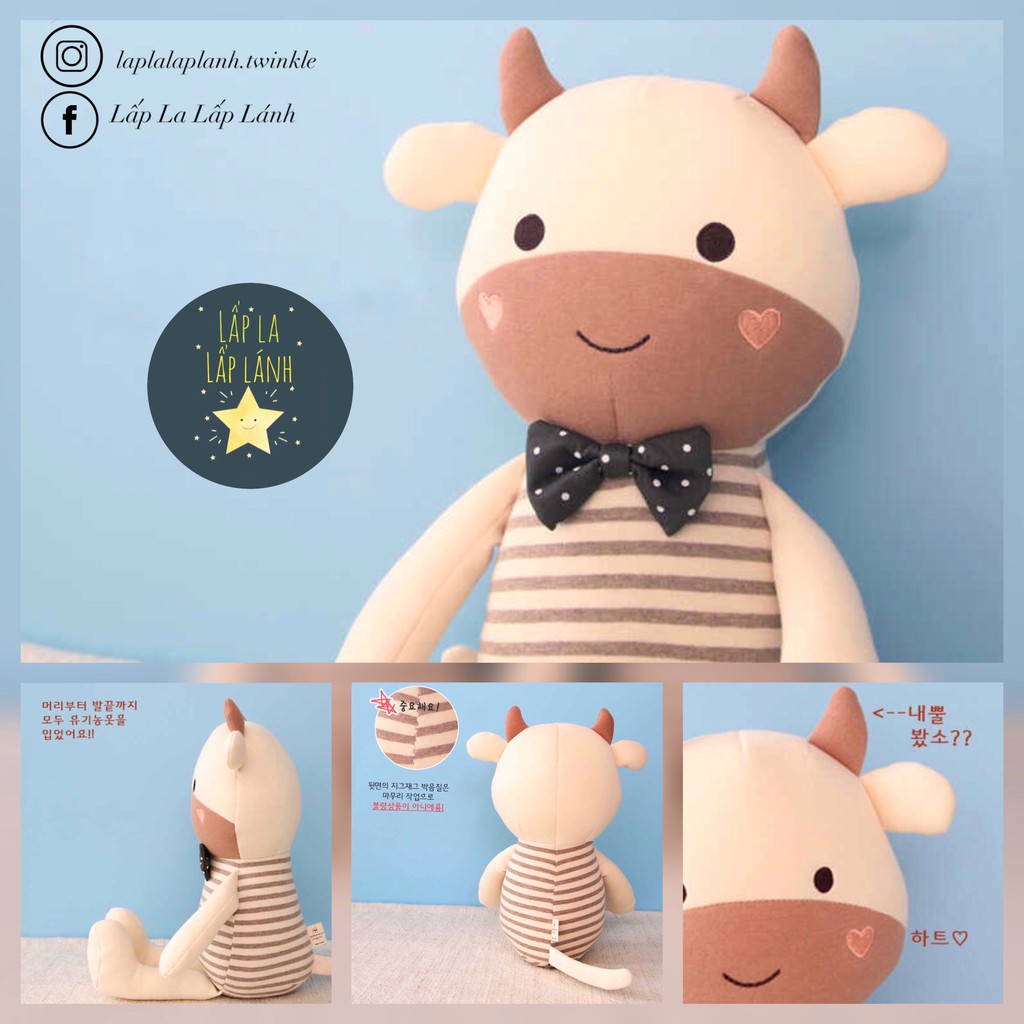 Thú bông trâu vàng organic Bebelaon #madeinKorea không rụng lông, mềm mịn êm ái, an toàn cho bé