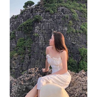 ĐẦM TRẮNG MIDI XẾP LY NGỰC