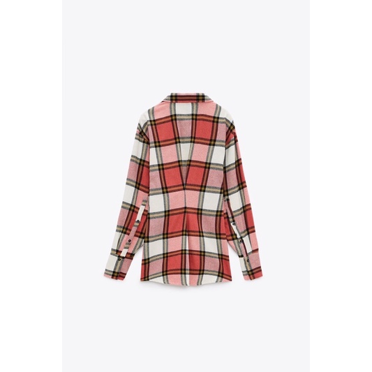 ZARA Đức - Áo kiểu auth new tag cao cấp chính hãng có sẵn sale 6929/253 sơ mi caro flannel hồng form dài tay