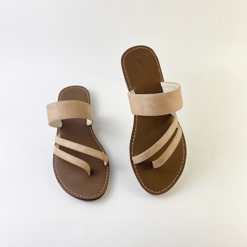 Dép nữ lê thấp dáng sandal đi biển quai ngang xỏ ngón đế bệt dây mảnh cao cấp chính hãng có Bigsize S035