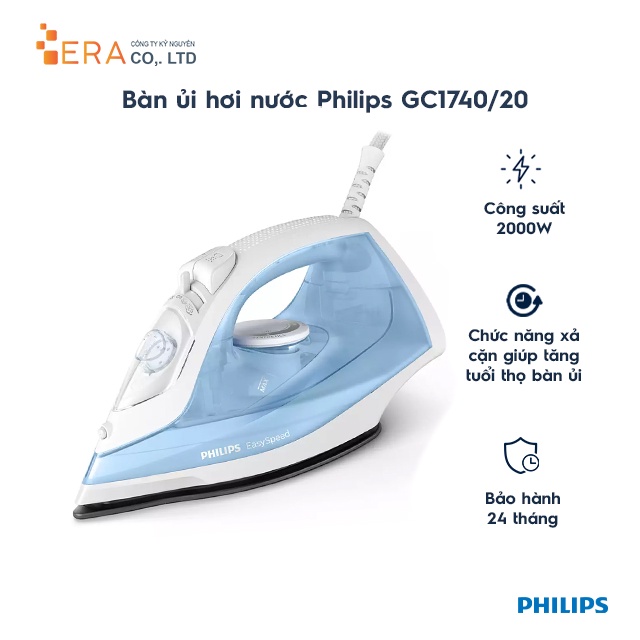 [Mã ELHADEV giảm 4% đơn 300K] Bàn ủi hơi nước Philips GC1740