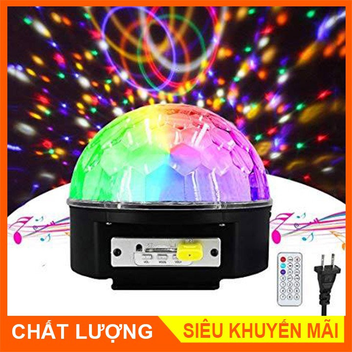 QUẢ CẦU XOAY PHA LÊ 7 MÀU NHẤP NHÁY THEO NHẠC - ĐÈN CHỚP NHÁY- MP3 LED MAGIC BALL LIGHT