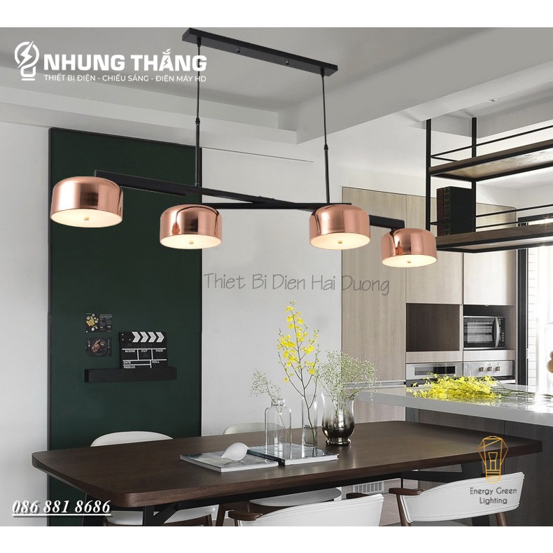 Đèn Thả 4 Chao Đui Đồng DGT-1501 - Xoay 90 Độ - Decor Trang Trí Nội Thất Sang Trọng - Phong Cách Hiện Đại -Kèm4 Bóng G45