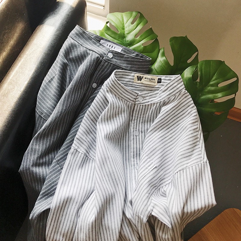 Áo Sơ Mi Dài Tay Sọc Caro Nam Nữ