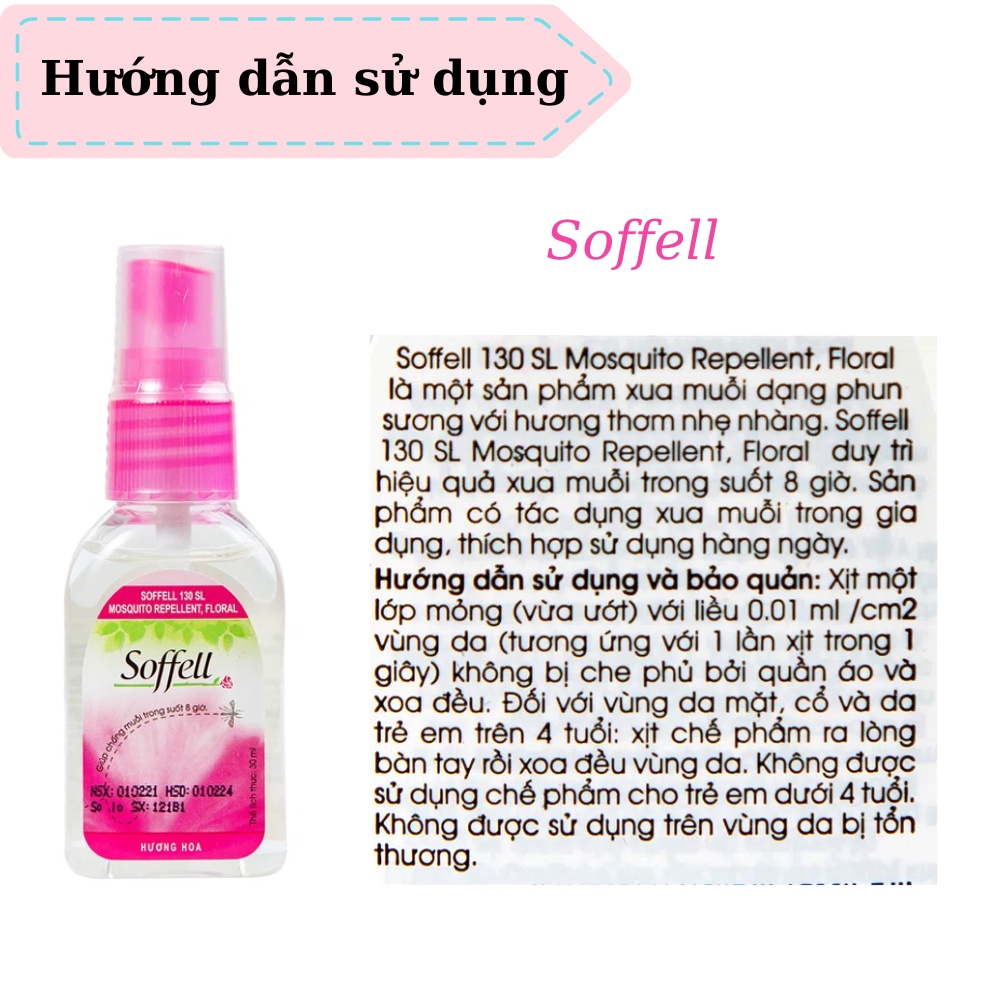 Xịt muỗi Soffell. xua muỗi dạng phun sương hương thơm dịu nhẹ hiệu quả Cho bé