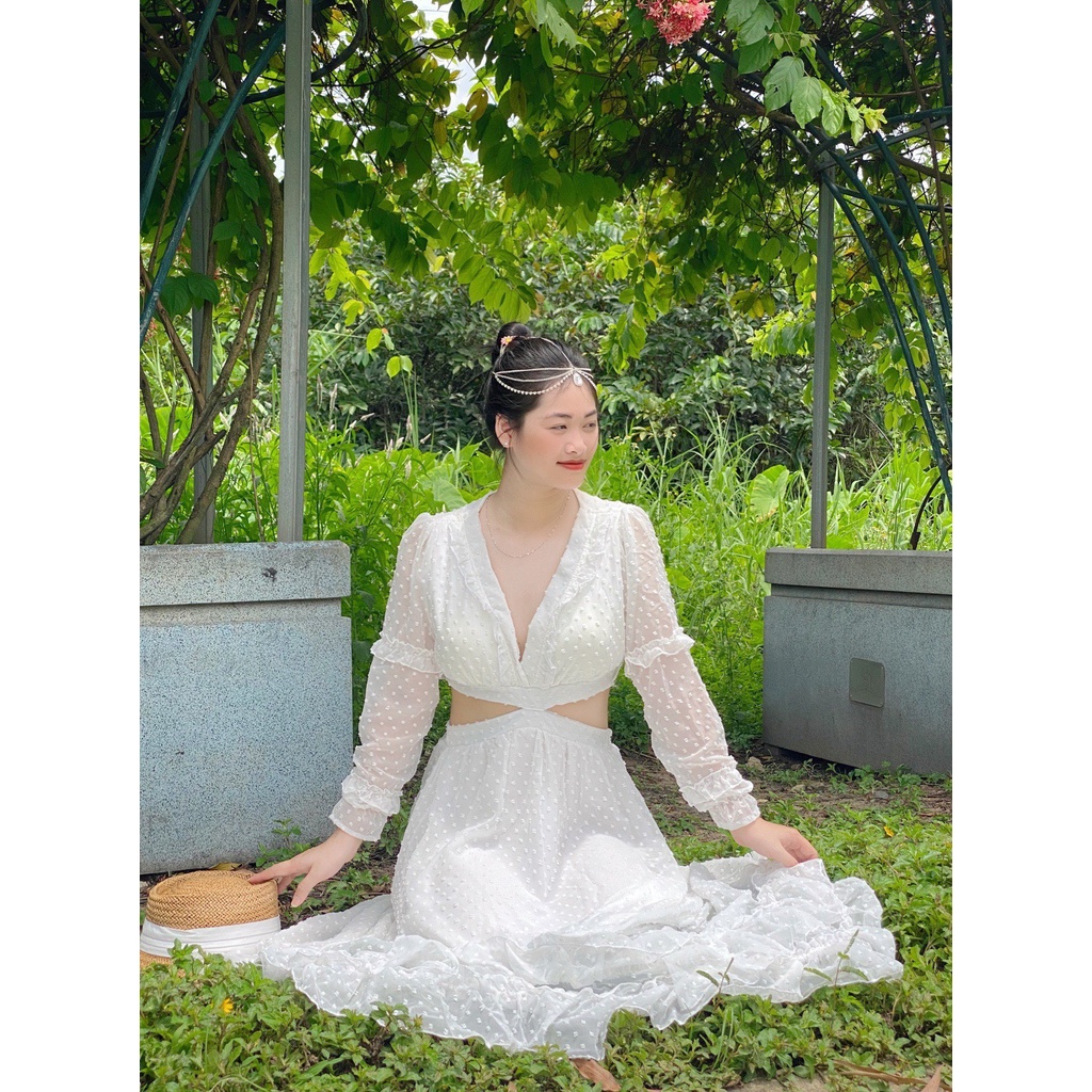 Đầm maxi đi biển dáng dài khoét eo hở lưng cá tính cực xinh phong cách thời trang XUKA-DRESS chất Voon be
