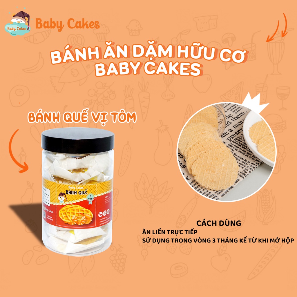Bánh Ăn Dặm Cho Bé, Bánh Quế Vị Tôm, Vị Rau Củ Handmade Baby Cakes Chính Hãng
