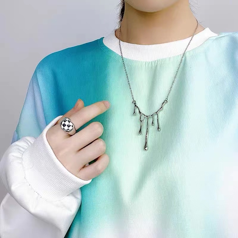 Dây Chuyền Mặt Đá Nham Thạch Hình Giọt Nước Phong Cách Hip Hop Thời Trang Sang Trọng