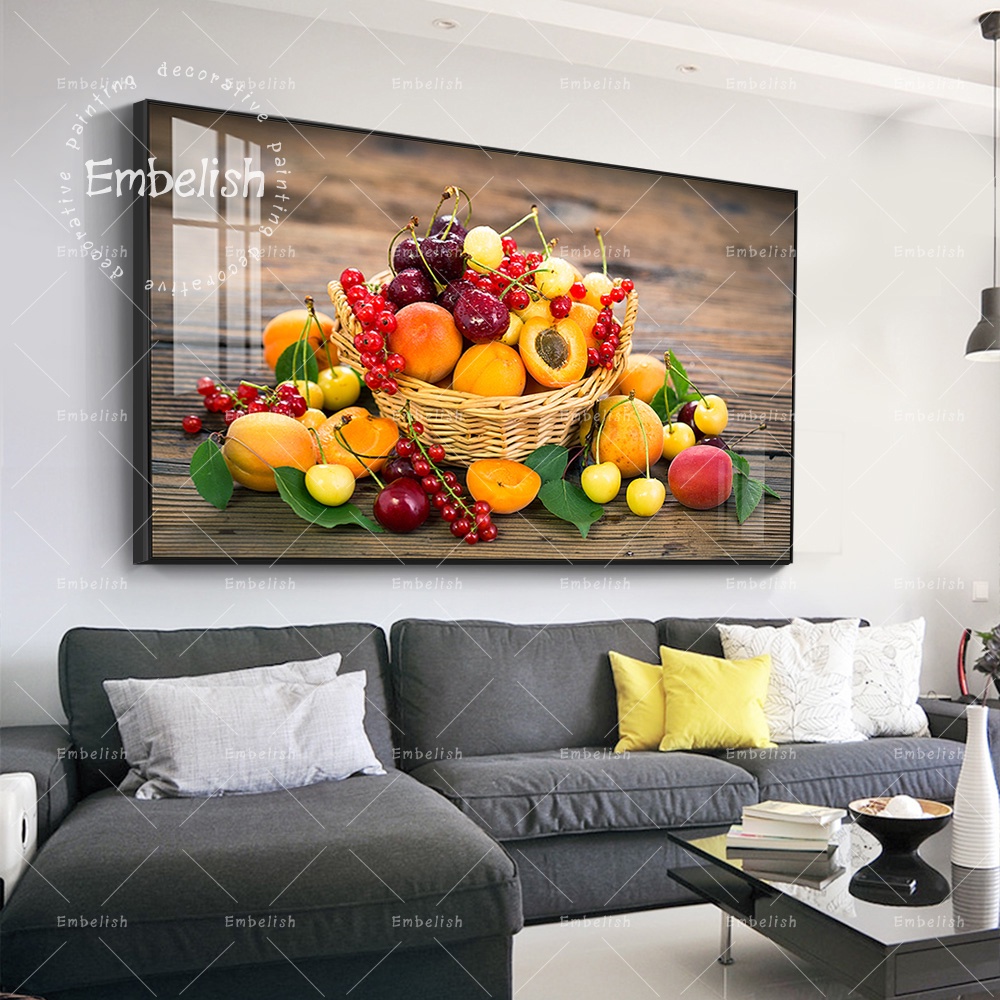 Tranh Vải Bạt Treo Tường Trang Trí Hình Giỏ Trái Cây Và Rau Củ Nghệ Thuật Cho Nhà Bếp