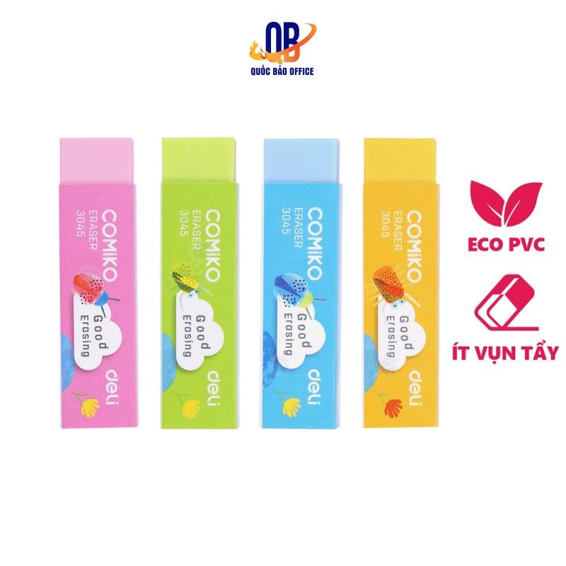 Tẩy 2B Deli, Xanh Dương/Vàng/Xanh Lá - 1 viên - E3045