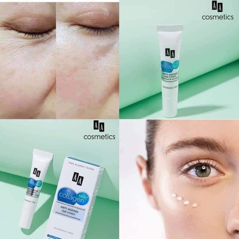 Kem trẻ hóa và giảm nhăn mắt AA Collagen Hial+ Anti - Ageing Eye Cream