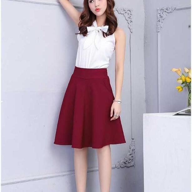 【Pockets】 A-line skirt for autumn and winter, new high-back puffy pleated skirt, anti-glare culottes | BigBuy360 - bigbuy360.vn