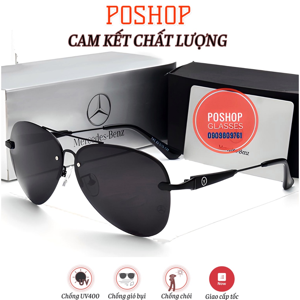 Mắt kính râm nam nữ POSHOP gọng kim loại tròng phân cưc polaroid chống chói uv400 thời trang cổ điển dễ đeo M1