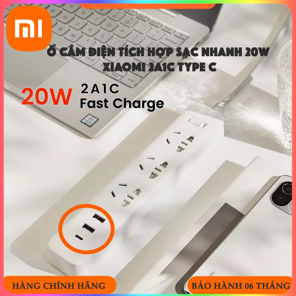 20W• Ổ điện Xiaomi Mi Power Strip Type C - Ổ cắm điện tích hợp sạc nhanh 20W 2A1C Xiaomi CX05 - MiHouse