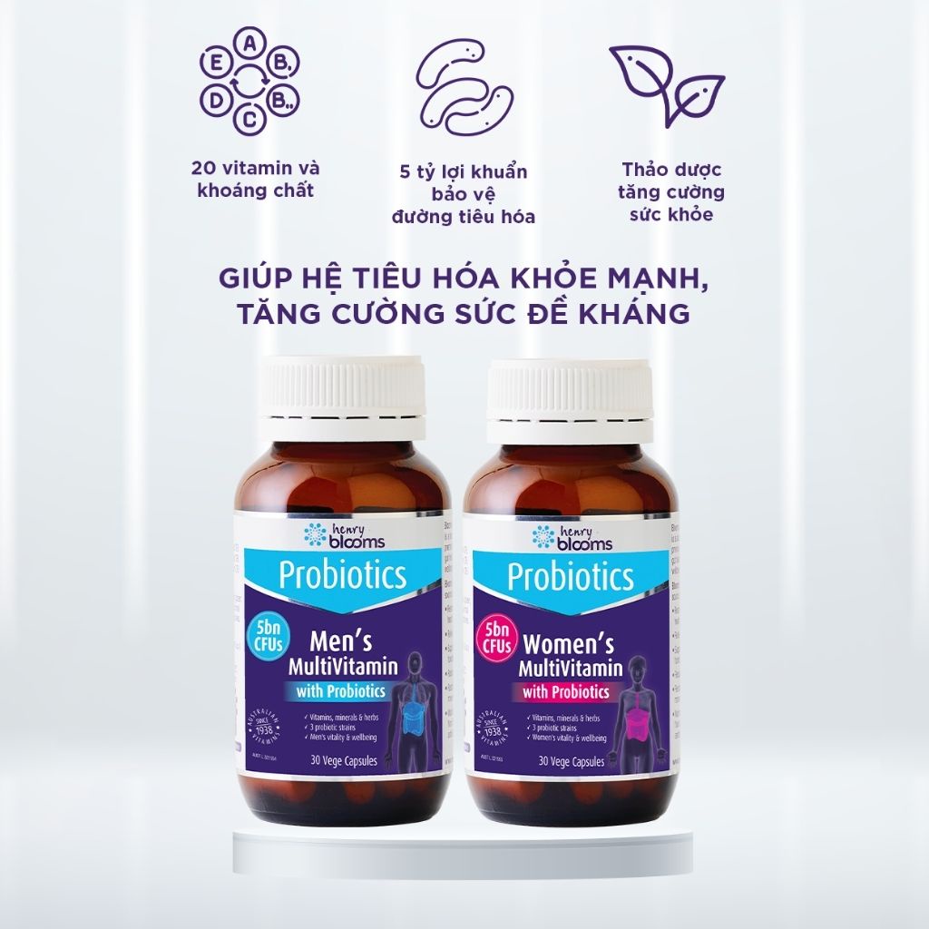 Vitamin Tổng Hợp Cho Nam Henry Blooms Men's Multivitamin With Probiotics