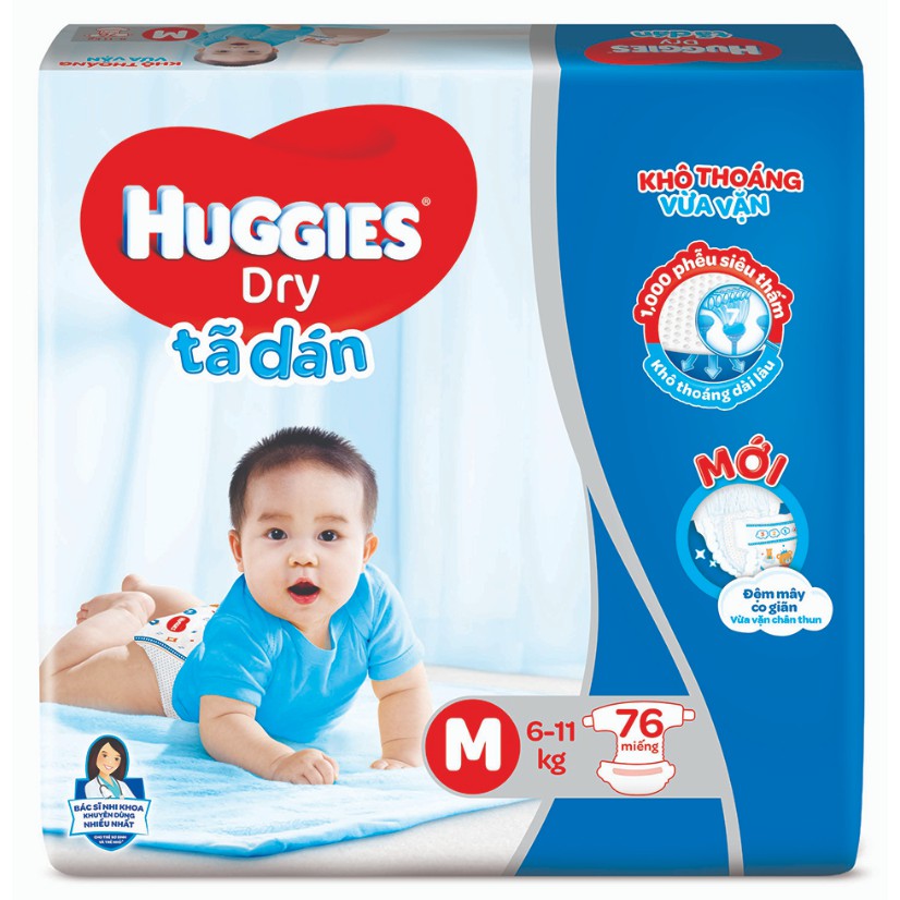 Tã dán Huggies M76/L68/XL62/XXL56