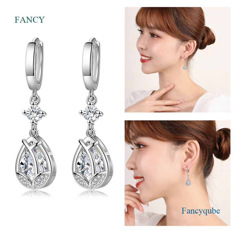 Bông Tai Mạ Bạc 925 Hình Hoa Đính Đá Sang Trọng Cho Nữ Mới