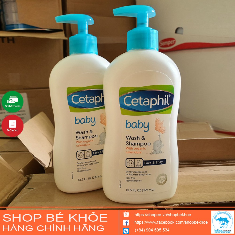 Sữa tắm gội Cetaphil baby wash shampoo wtih organic calendula 399ml - Tắm + gội Cetaphil