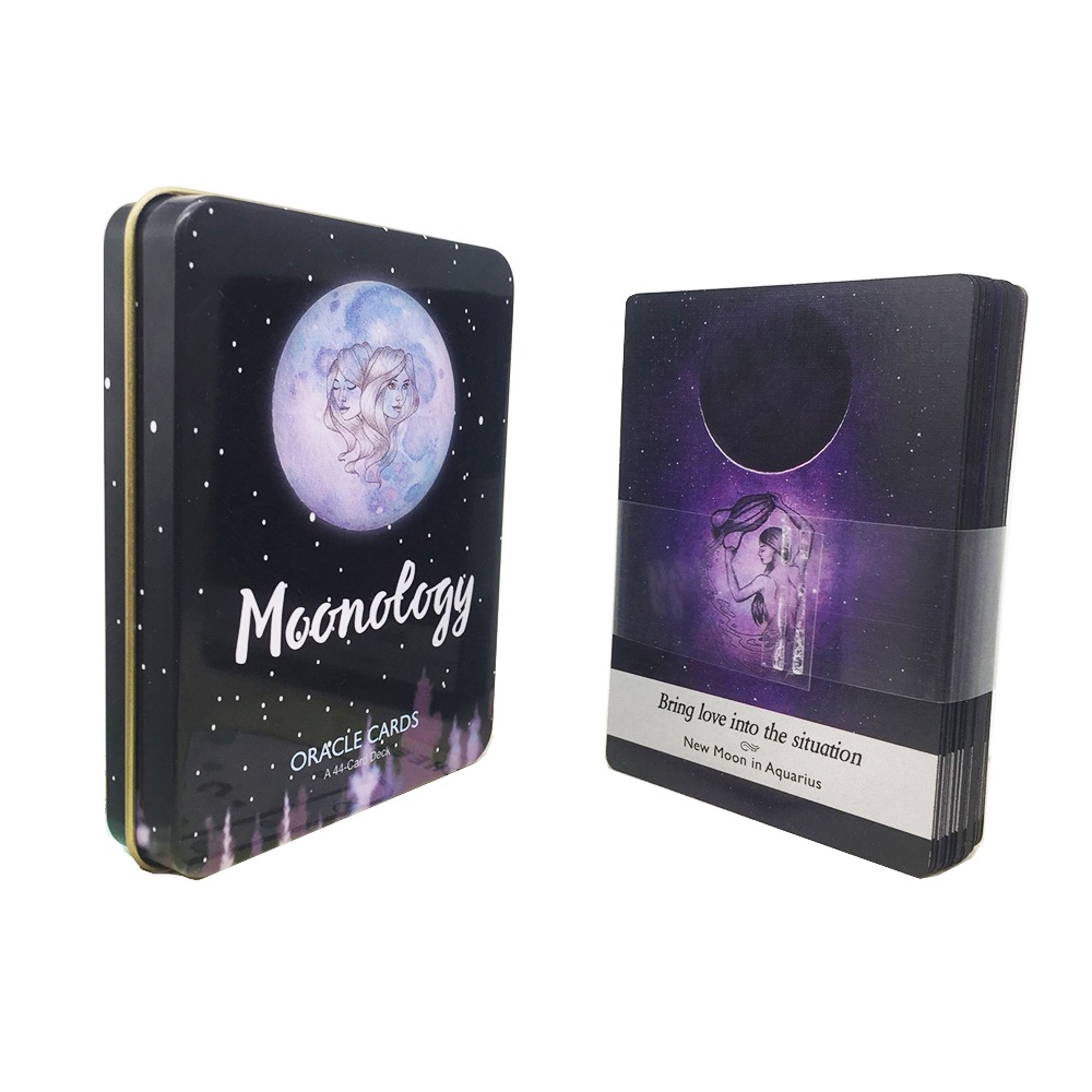 Bộ Bài Moonology Oracle Cards Tarot Hộp Sắt S6