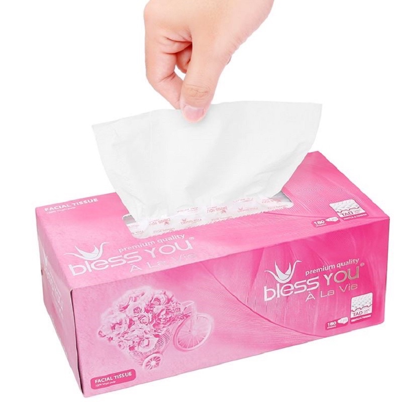 [Thùng 60 Hộp] Có Mã QR - Hộp Khăn Giấy Lụa Bless You 2 Lớp 180 Tờ