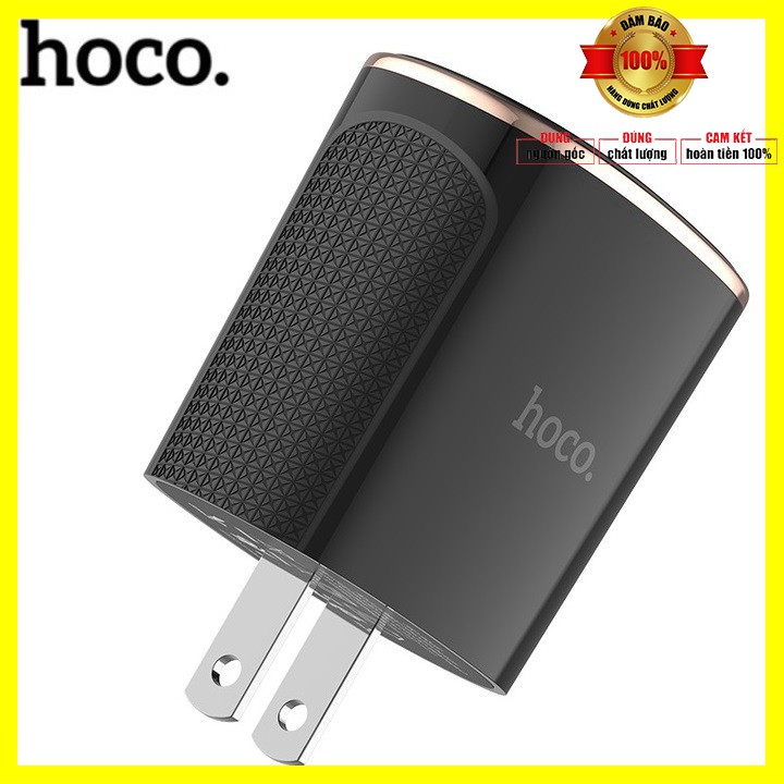 Củ sạc nhanh tích hợp 2 cổng USB Quick Charge 3.0 nhãn hiệu Hoco C60 công suất 18W - Bảo hành 6 tháng