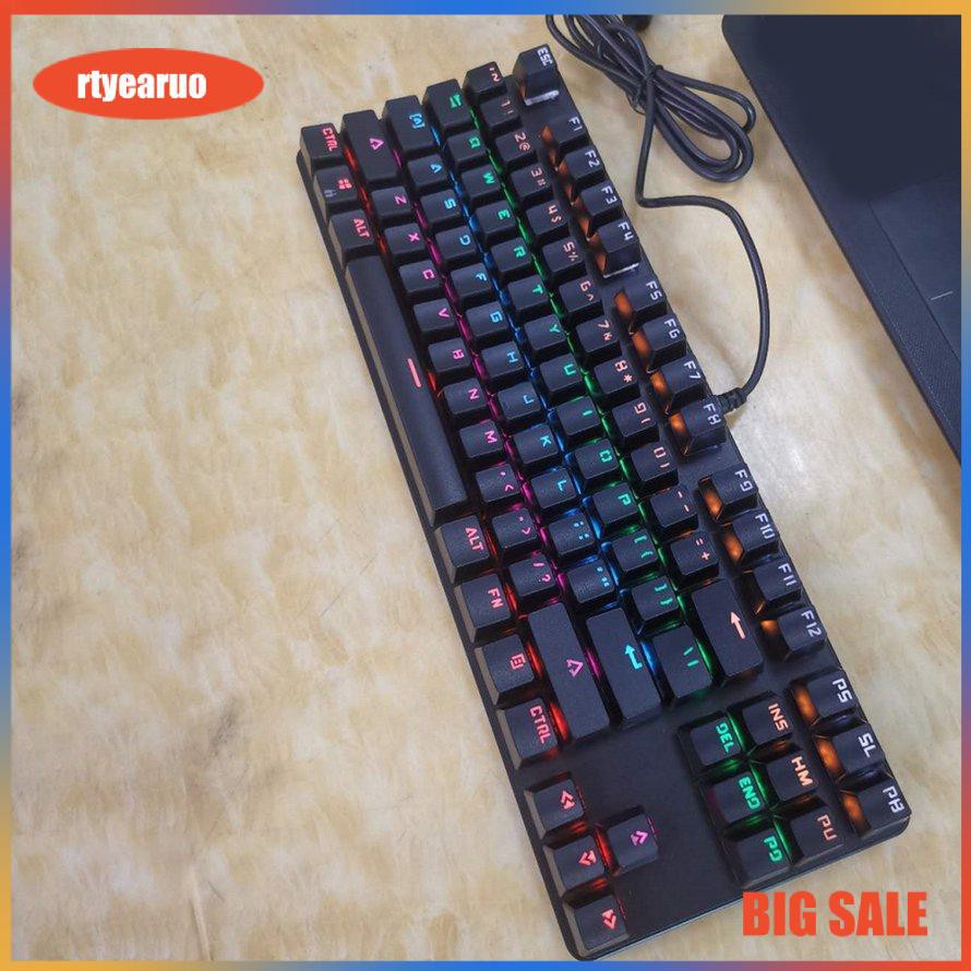 Mechanical Keyboard Wired Gaming Keyboard LED Black 87 Keys For Computer