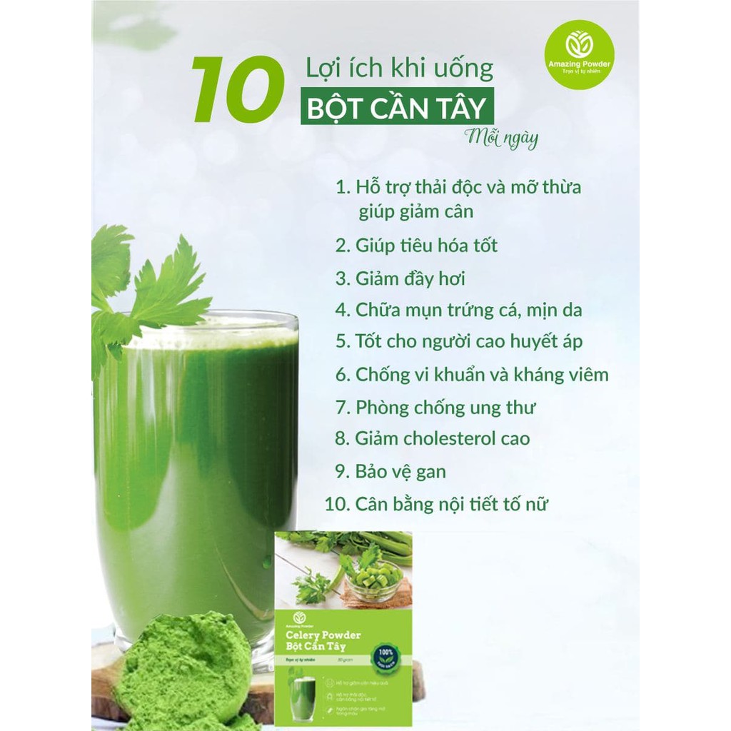 Bột cần tây Amazing Powder - CÓ GIẤY KIỂM NGHIỆM SẢN PHẨM - hỗ trợ giảm cân, đẹp dáng, đẹp da, đào thải độc tố | BigBuy360 - bigbuy360.vn