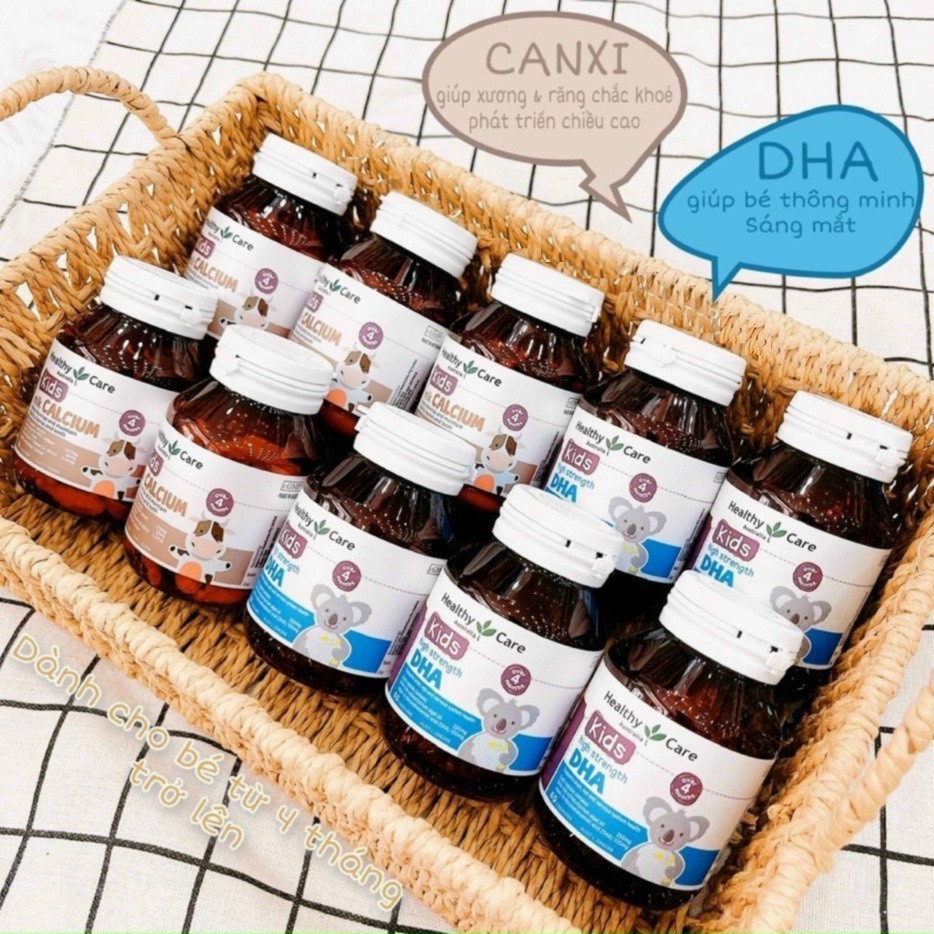 Combo DHA+Canxi Healthy Care viên nhai cho bé từ 4 tháng tuổi - Xuất xứ Úc