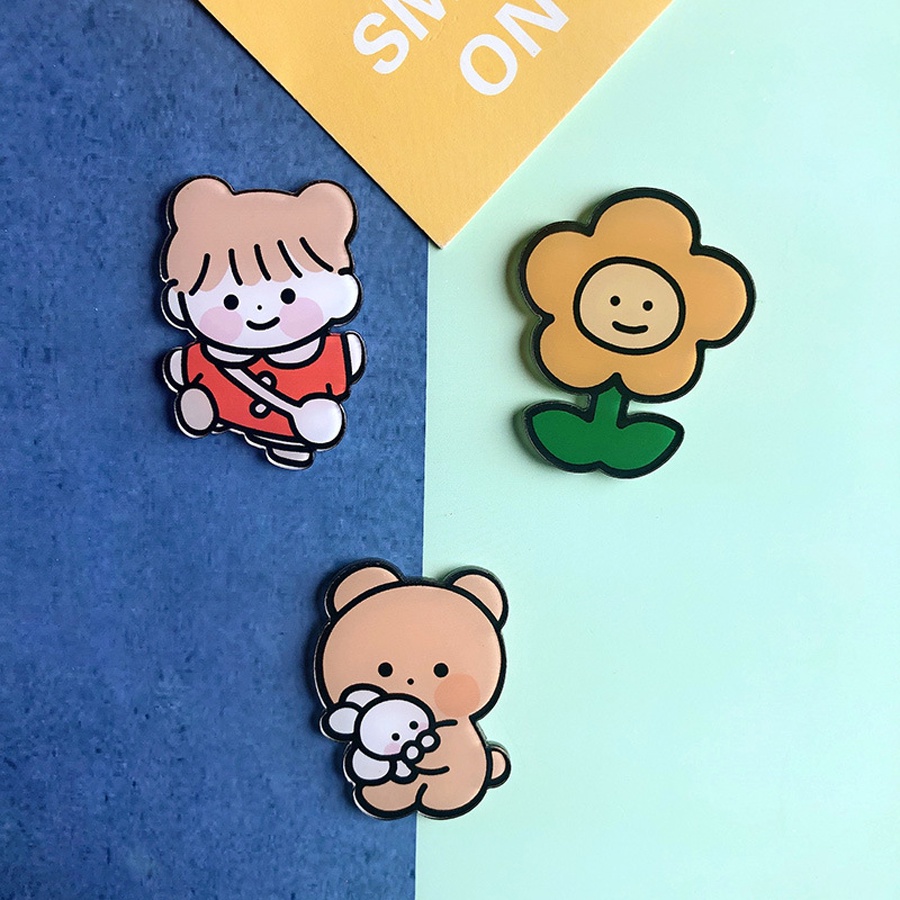 Sticker Hay Huy Hiệu Các loại Đáng Yêu Cute Như Cô Gái Gấu Đính Kèm Cho Túi Balo Hay Quần Áo