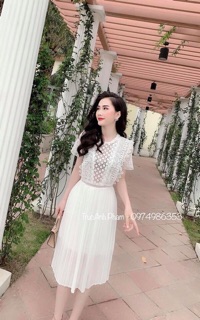 Váy ren xếp li / kèm ảnh thật