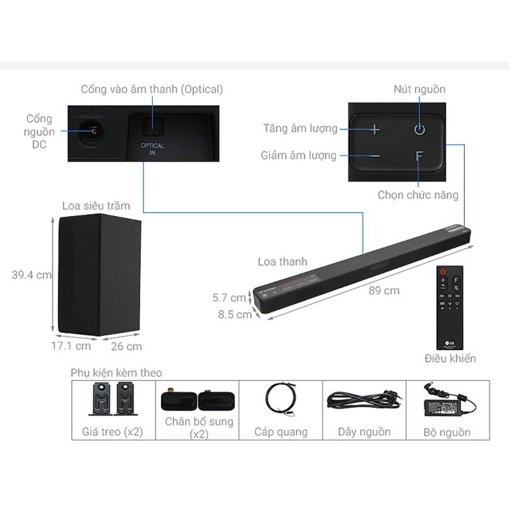 Loa thanh soundbar LG 2.1 SL4 300W - Hàng chính hãng