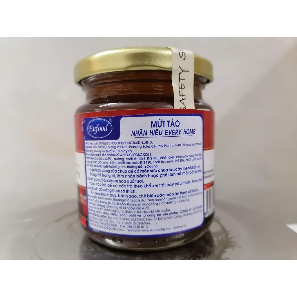 [Lọ 240g] MỨT TÁO [Malaysia] EVERY HOME Apple Jam (halal) (euf)