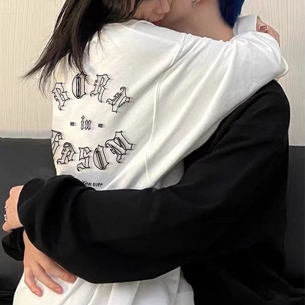 ZHELIHANGFEI  Áo Sweater Tay Dài Dáng Rộng In Chữ Cá Tính Thời Trang