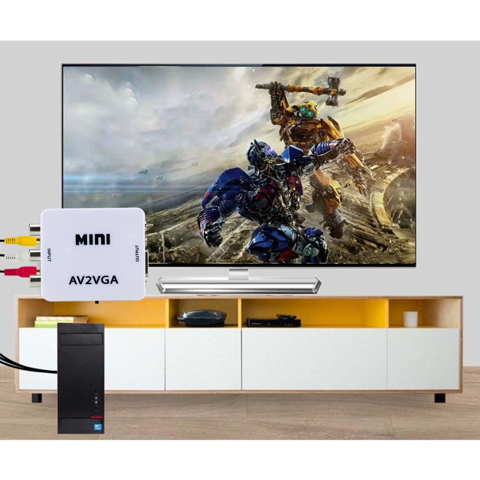Bộ ChuyểN ĐổI Mini RCA Sang VGA AV2VGA 3.5Mm RCA Sang VGA Video Cho PC TV HD