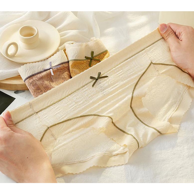 141153 Quần Lót Jacquard Lưng Vừa Phối Màu Sắc Độc Đáo Thời Trang Cho Nữ