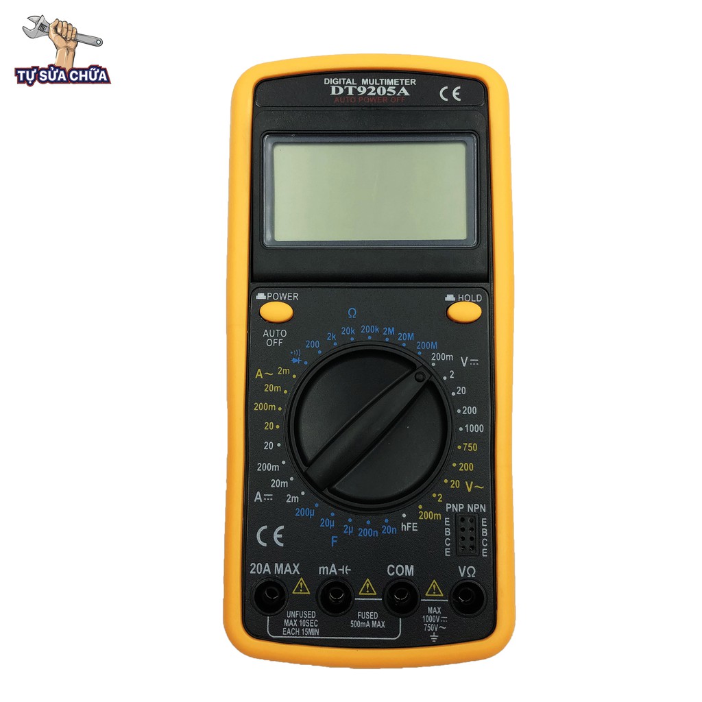 Đồng hồ đo điện vạn năng điện tử DT-9205A màn hình hiển thị LCD sắc nét kèm pin