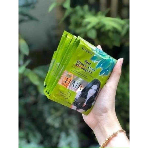 HỘP 10 GÓI DẦU GỘI ĐEN TÓC THẢO DƯỢC OLIVE XANH YLOFANG