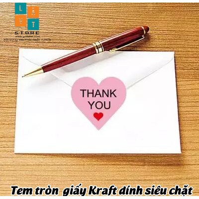 [Bán lẻ] Tem decal tròn để dán sản phẩm, hộp quà, cảm ơn, tem handmade with love, thank you shopping