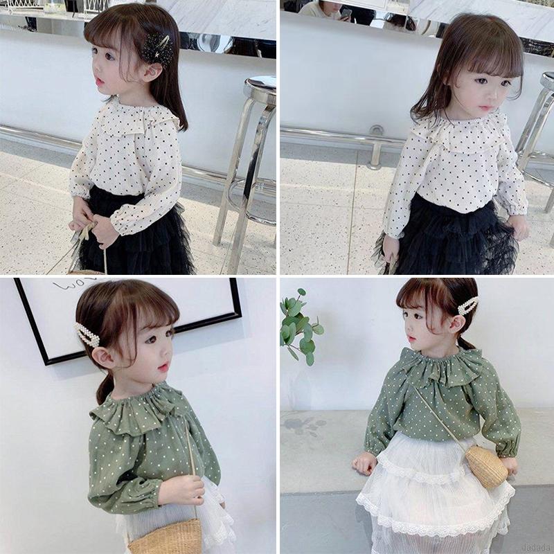 Áo kiểu cổ búp bê họa tiết chấm bi đáng yêu cho bé có size XL 120