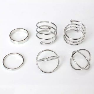 Set nhẫn gồm 6 chiếc thời trang màu bạc