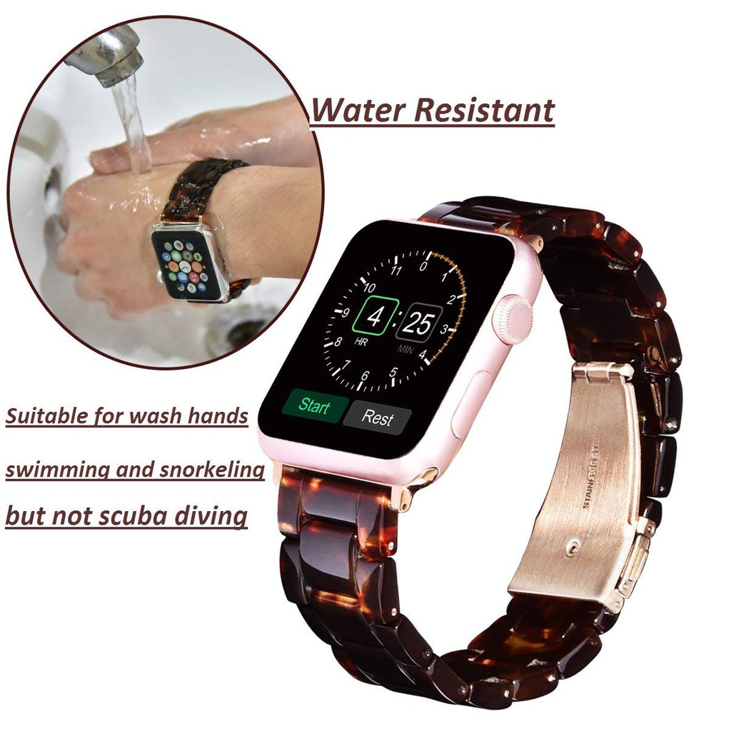 Dây đeo bằng nhựa resin chống nước cho đồng hồ thông minh Apple Watch 38mm / 42mm/40mm/44mm，se/6/5/4/ 3 / 2 / 1