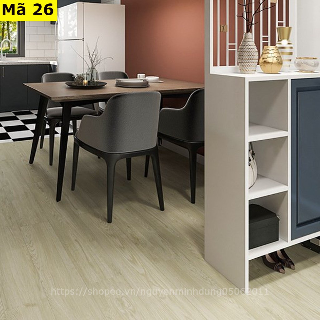 Miếng lót sàn giả gỗ loại 1 có sẵn keo dán Vân sần, độ dày đủ 2mm