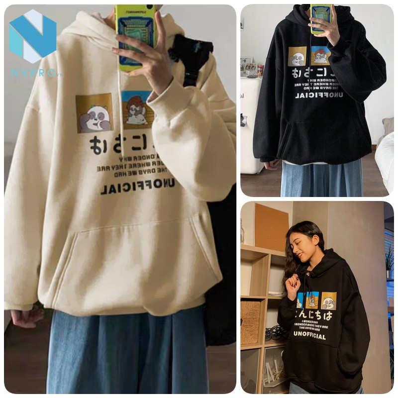 Áo Hoodies nỉ ngoại UNOFFICIAL Gấu dễ thương C069