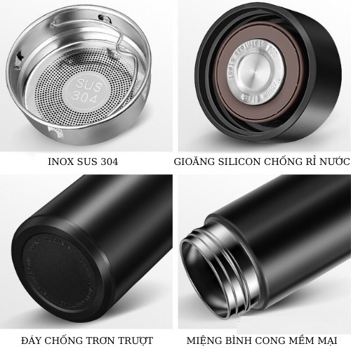 💥HOT💥Bình giữ nhiệt INOX SUS 304 2 lớp Cao Cấp thông minh có Đèn LED hiển thị nhiệt độ - Nhỏ gọn, sang trọng! 500ML