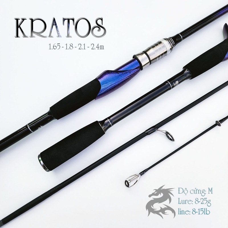 Cần Câu Lure Kratos Đứng và ngang cần carbon cao cấp độ cứng M